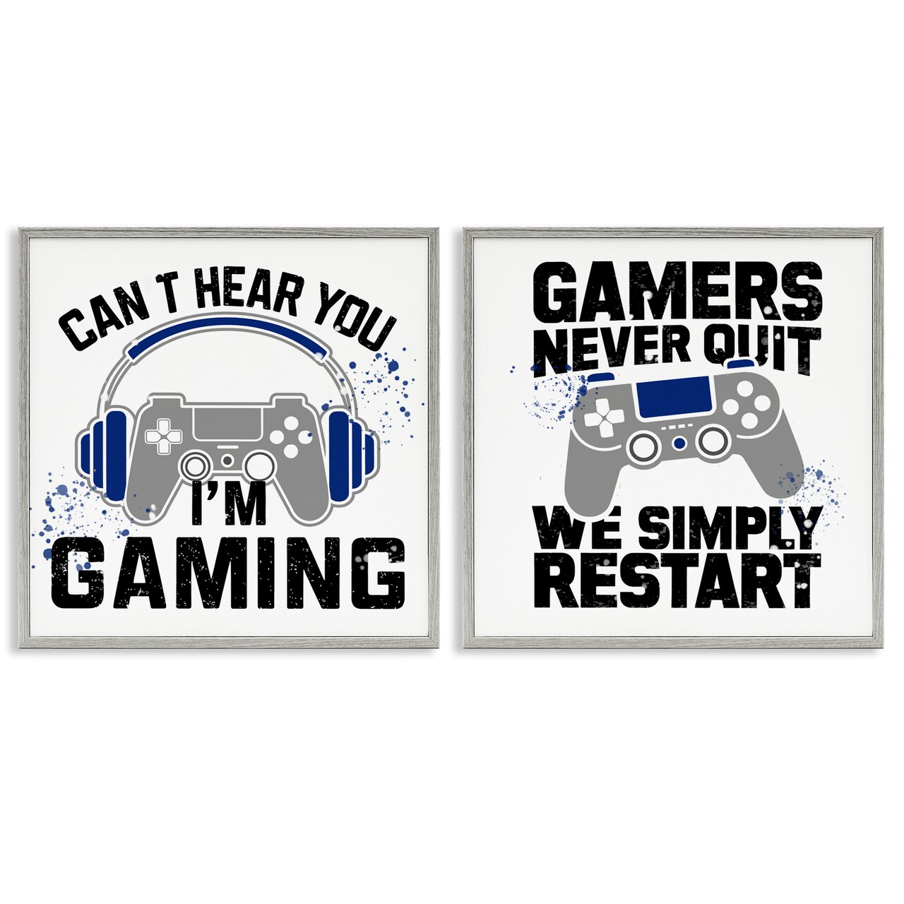 Stupell Industries Gamer Culture Phrases 2pc Framed Giclee Set, design by Kim Allen